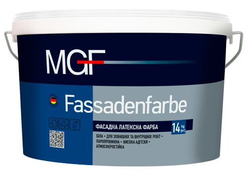 Фарба вододисперсійна MGF Fassadenfarbe M90 14кг. фасадна, матова біла.